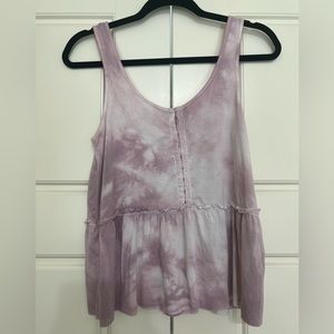American Eagle Soft & Sexy Lilac Tie-Dye Peplum Tank Top